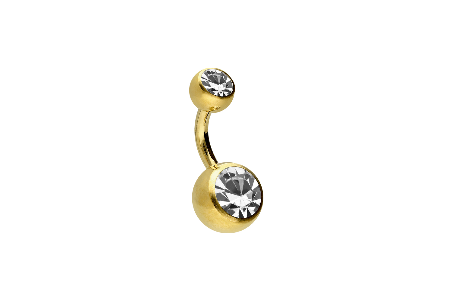 Titan Bananabell Piercing mit Innengewinde ZWEI KRISTALLE